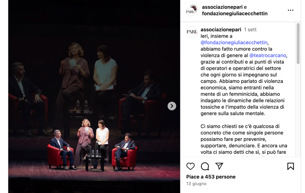 associazione PARI Instagram