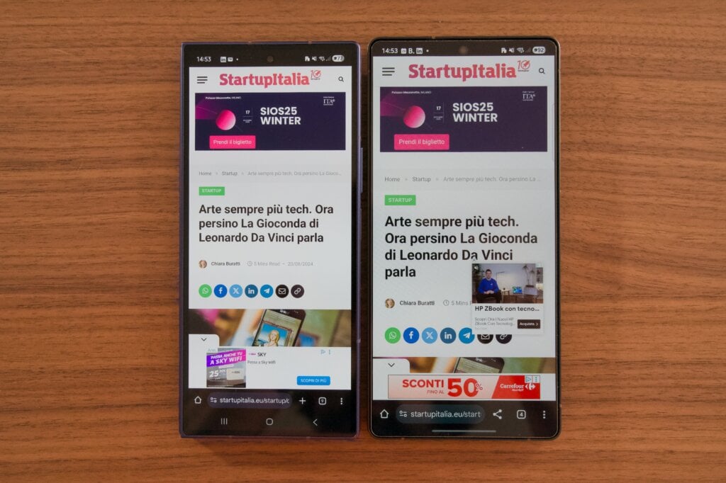 Galaxy S25 Ultra e Samsung Galaxy Z Fold7 a confronto