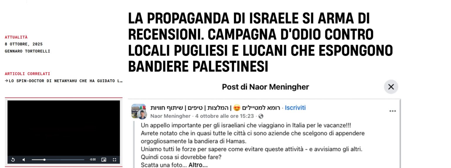 Chatbot e false recensioni, così Israele muove guerra online a locali italiani. Dietro il presunto spin doctor di Netanyahu? Israele puglia