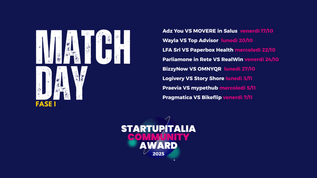 Countdown SIOS25 | Ecco le 16 startup in gara pronte a sfidarsi nei social match del Community Award Community Award FASE I match day social 2025