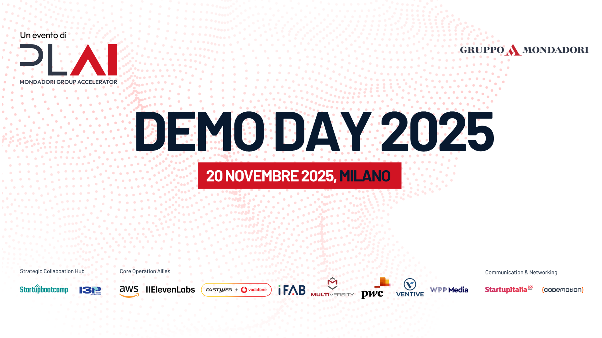 Agenda del futuro Demo Day PLAI - 20 novembre 2025