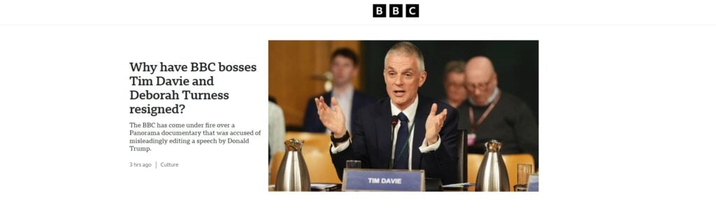 Il ritocchino al discorso di Trump decapita la BBC. Via direttore e CEO News dell’emittente britannica